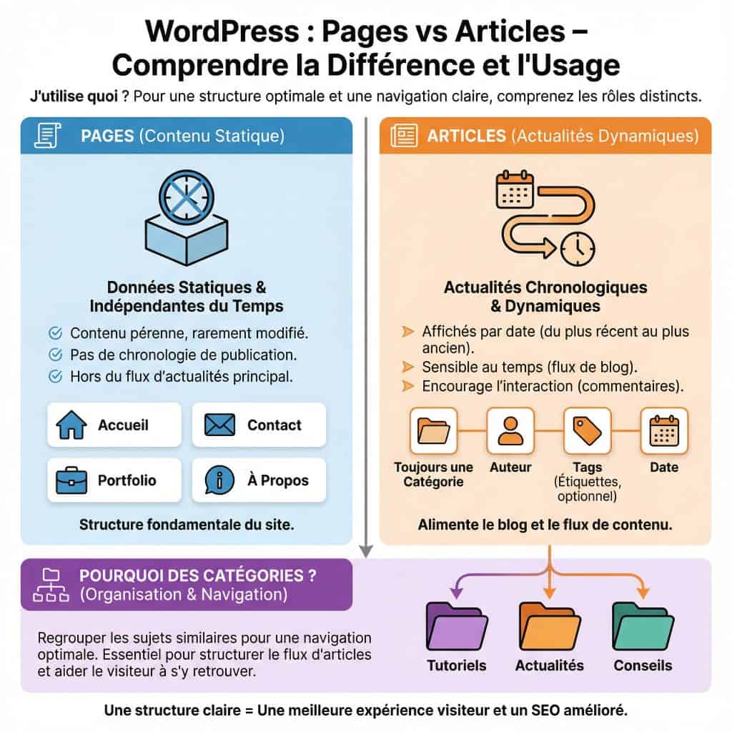 Pages vs Articles - Différence pour un référencement optimal sur Cours-NDRC.fr.