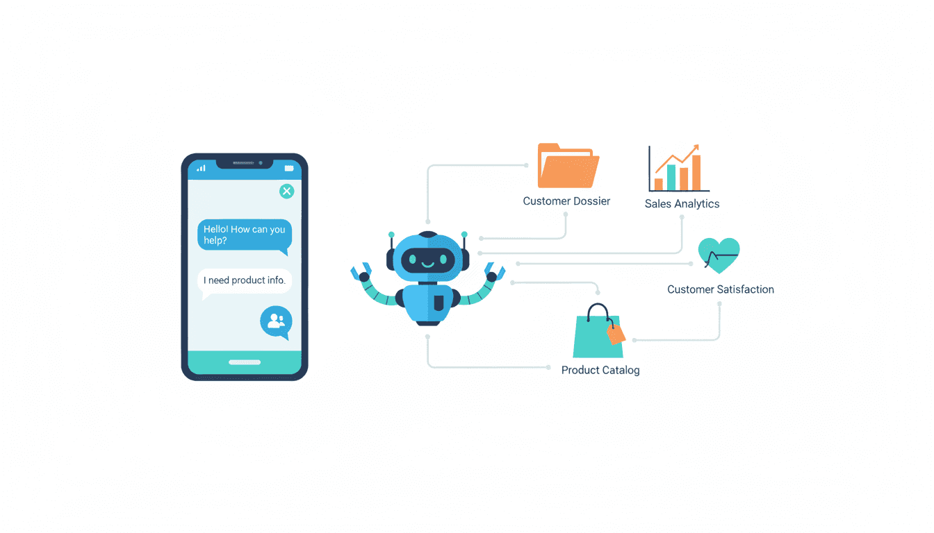 Agent IA conversationnel connecté au dossier client, analytics, catalogue produits et satisfaction client