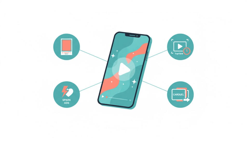 Illustration cours TikTok Ads formats publicitaires Bloc 2